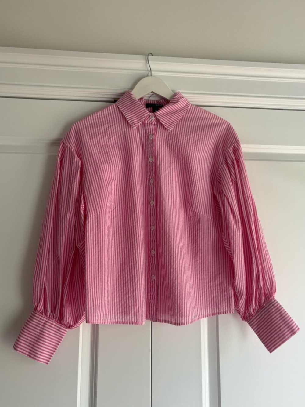 Stripped Button Down with Puff Sleeves